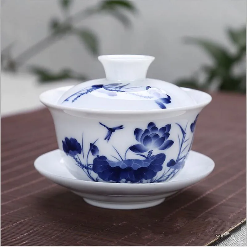 Dragonfly model 200 мл большая емкость китайский Tureen KungFu чайная чаша, чайный набор Gaiwan Чайник, керамическая крышка чаша чайный сервиз - Цвет: Dragonfly model