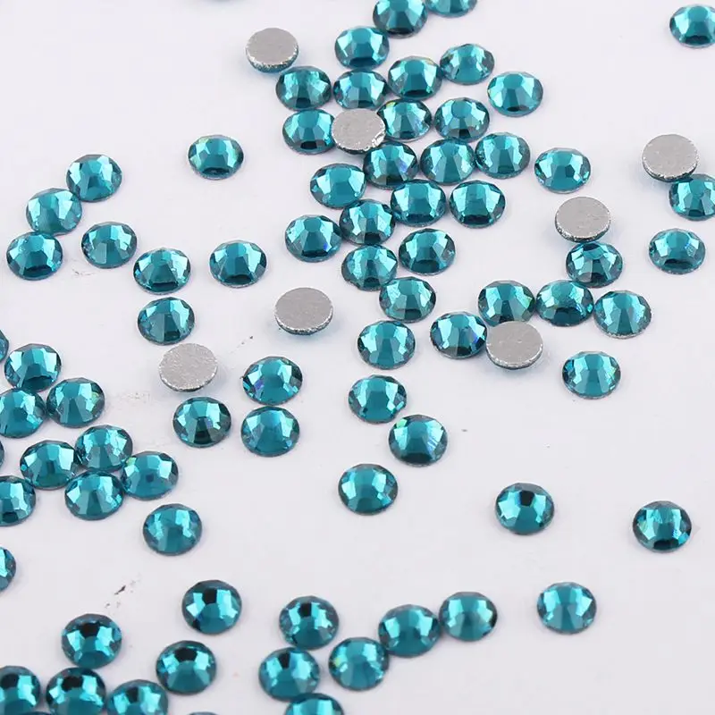 Blue Zircon SS10/2,8 мм около 1440 шт 3D дизайн ногтей стеклянные стразы для ногтей без горячей фиксации плоские с оборота Стразы для ногтей/лица - Цвет: Blue Zircon