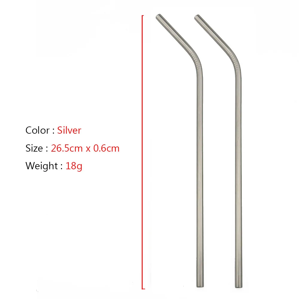 26.5cm Bend Silver JANKNG 2-шт многоразовые металлические трубочки для питья 304 нержавеющая сталь крепкая гнущаяся Вертикальная соломинка для напитков для кружек с чистящей щеткой - Цвет: 26.5cm Bend Silver