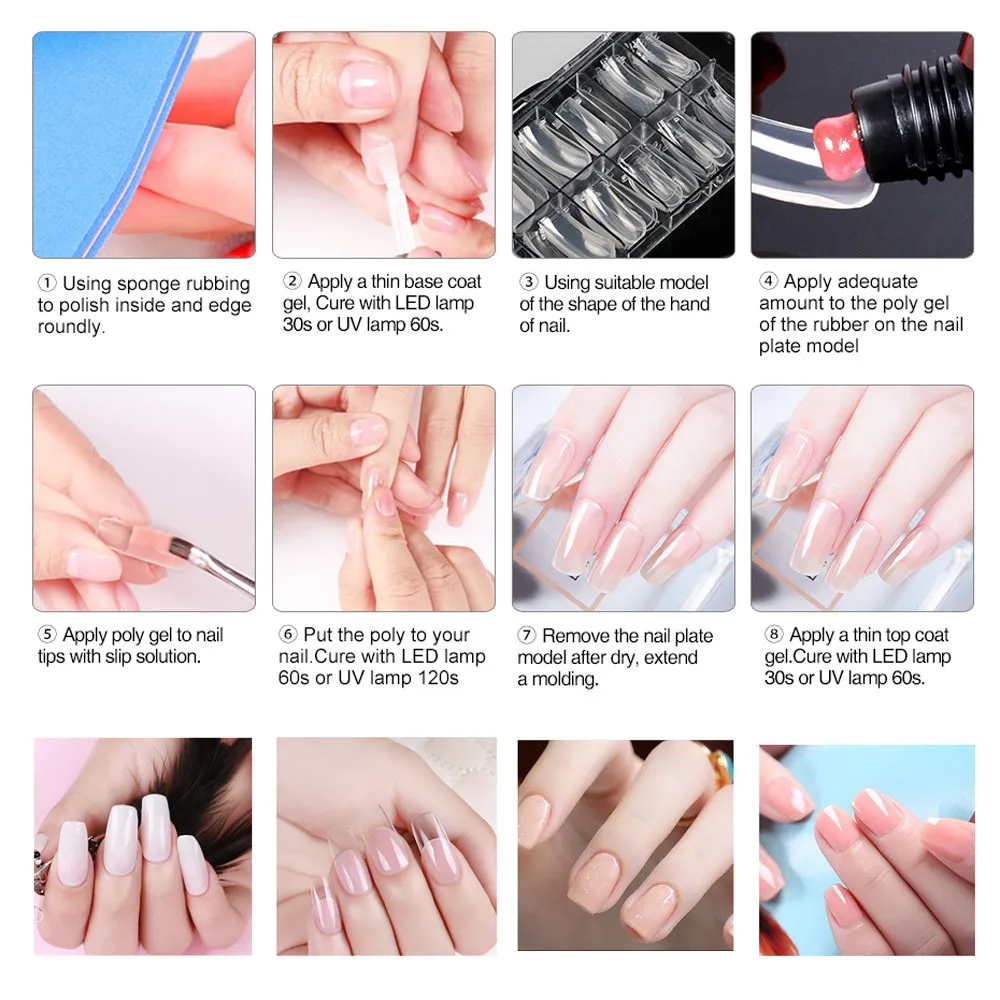 Полигель DIY 100 шт. накладные ногти Двусторонняя кисть для ногтей толкатель