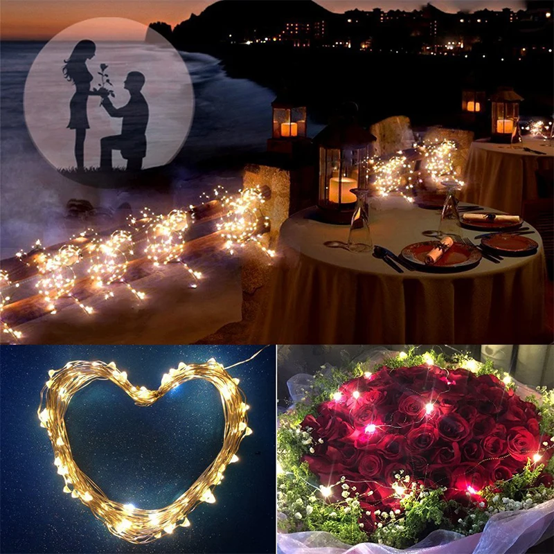 ANTINIYAButton Battery Operated LED String Lights Silver Copper Wire 2M 20LED Fairy Holiday Decoration for Christmas Wedding | Освещение