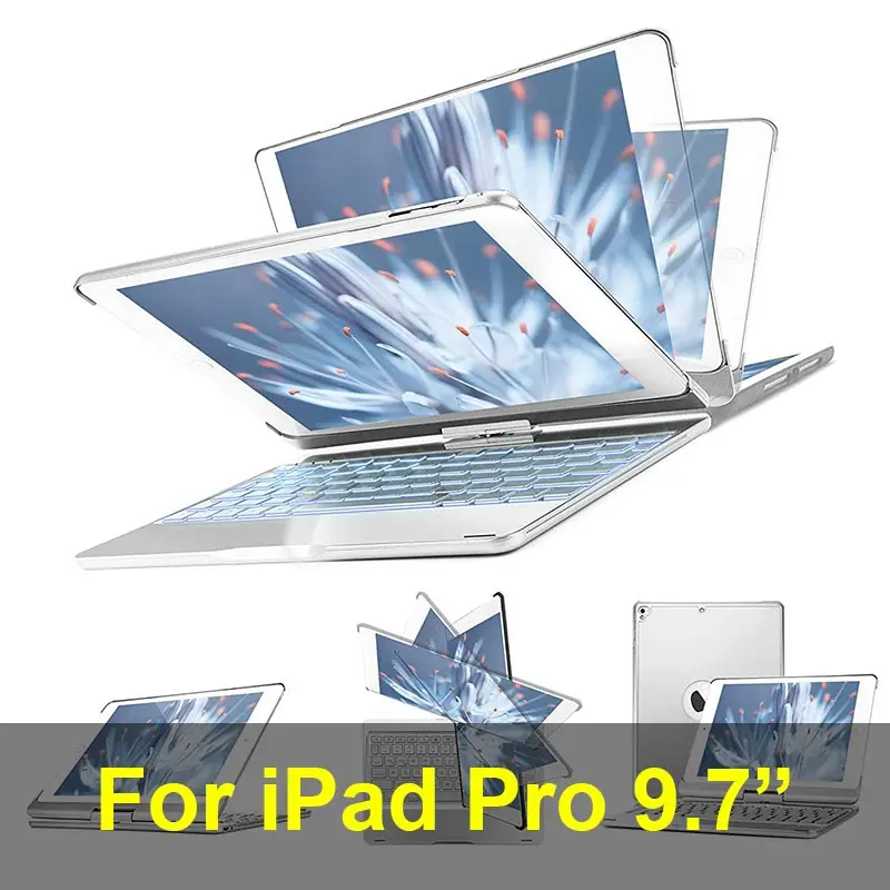Pro 9.7 - Silver Для iPad Pro 11 10,5 9,7 чехол клавиатура вращение на 360 7 цветов с Подсветкой Bluetooth клавиатура чехол для iPad Pro Funda - Цвет: Pro 9.7 - Silver