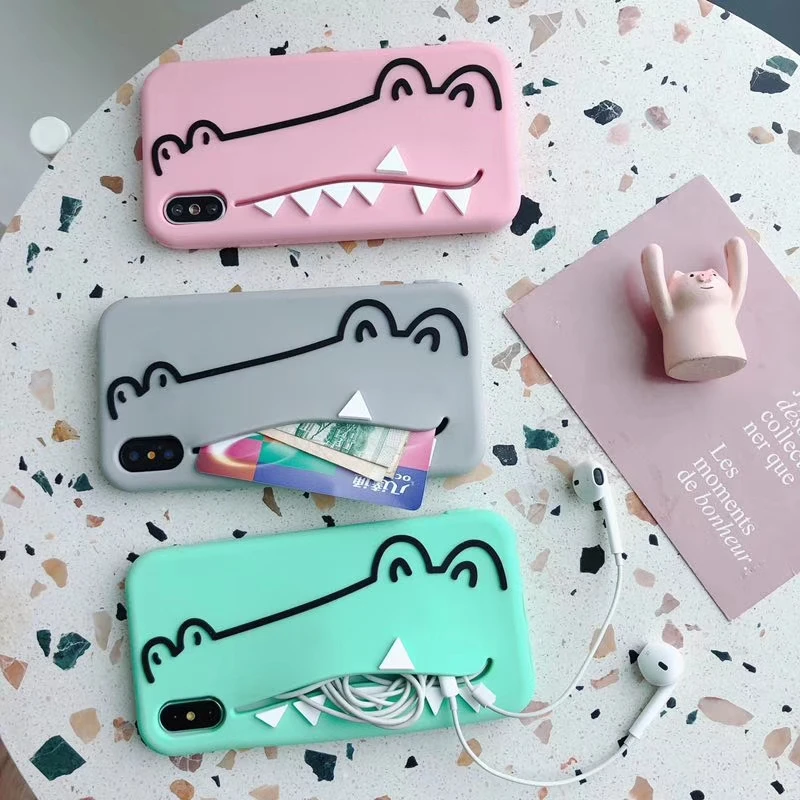 

3D Cartoon Cute Crocodile Soft Silicone Back Cover For iPhone 6 6s 7 8 Plus X XR Xs Max Phone Cases Fundas Coque Capa