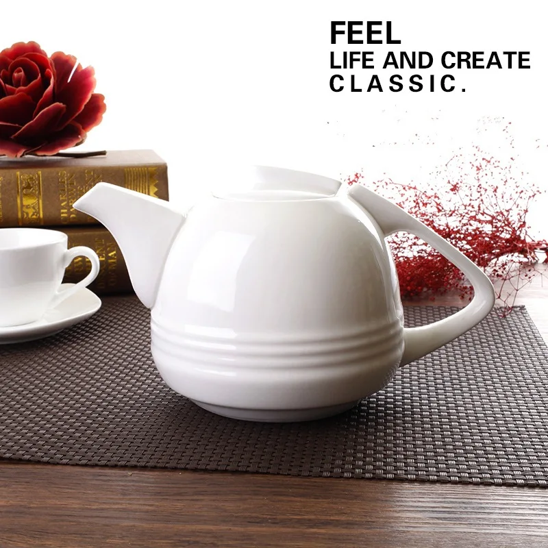 ITAX-8822 European white ceramic heat resistant domestic hotel coffee pot porcelain make tea set