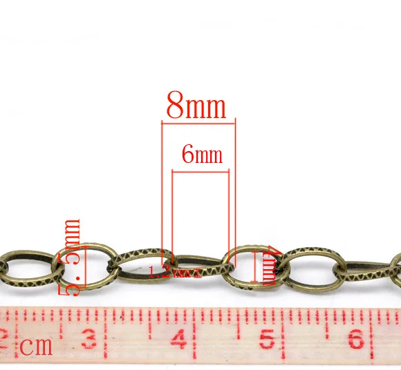 DoreenBeads античная бронза узор звено-открытая цепь 8x5,5 мм, 2 м