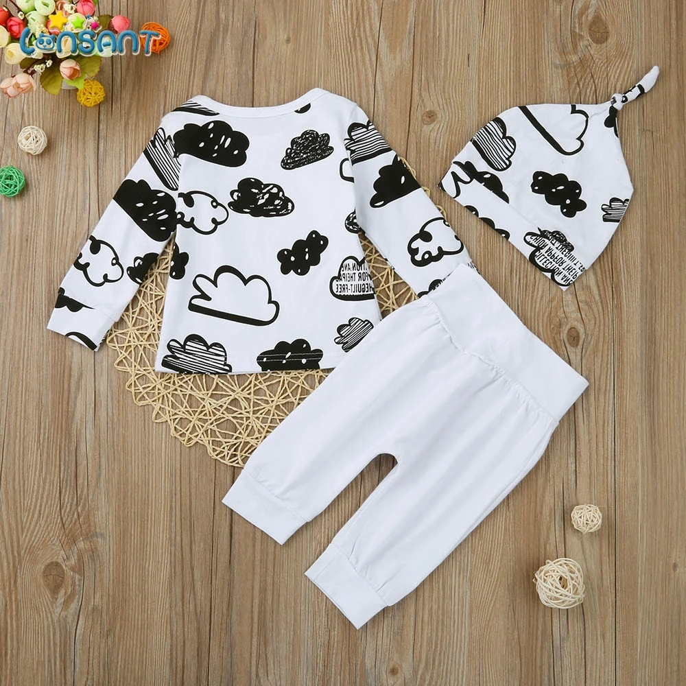 LONSANT Baby Clothing Sets 2019 Autumn Boys Clothes Infant Striped Tops T-shirt+Pants Leggings 3pcs Outfits Set N30 |