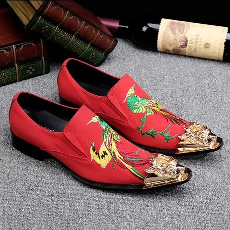 2017 Men Metal Pointed Toe Fashion Shoes Embroidery National style Flat Suede Casual Cool Party SIZE 39-46 | Обувь