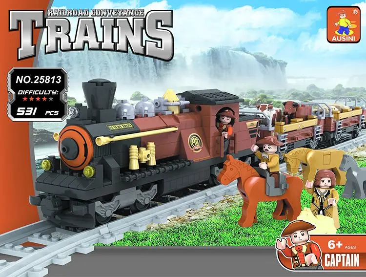 Ausini 531 шт железнодорожные поезда блоки сборка кирпича игрушки модель playmobil