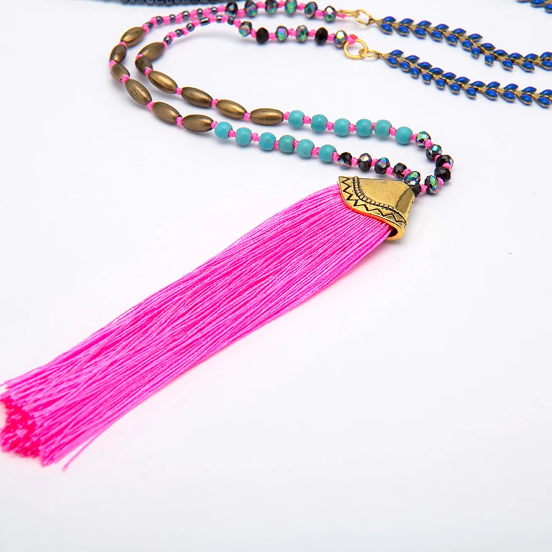 LAN CUI Модное новое длинное ожерелье с кисточками стеклянные бусины из хрусталя