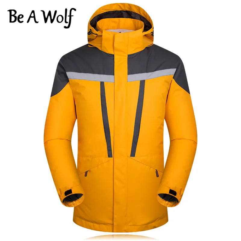 Зимняя походная куртка Be A Wolf для женщин и мужчин, уличная одежда для кемпинга, катания на лыжах, охоты, рыбалки с подогревом, водонепроницаемая ветровка, куртки H4 - Цвет: Цвет: желтый