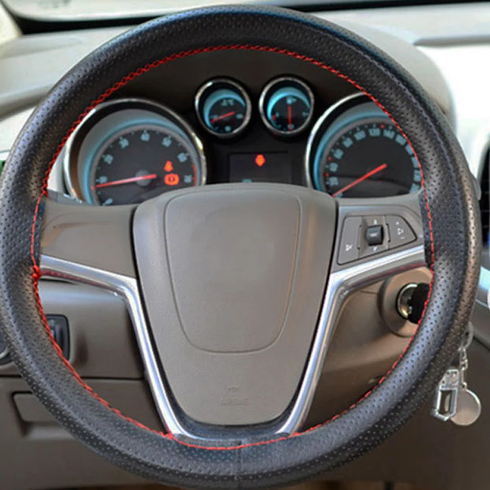 Автомобильный чехол на руль Кожаная оплетка мягкий гоночный универсальный