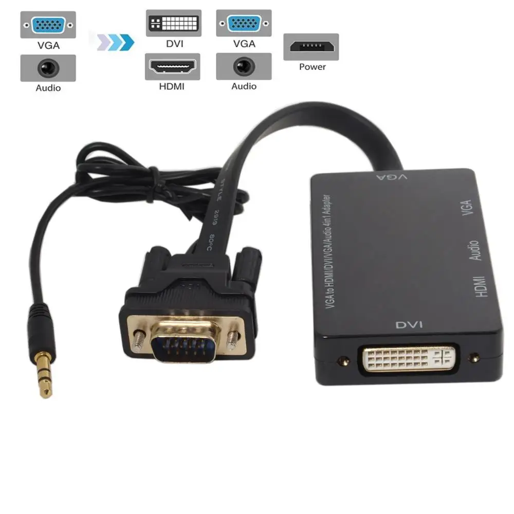 VGA вход Настольный графический ноутбук обратный HDMI DVI звуковая карта аудио 4 в 1
