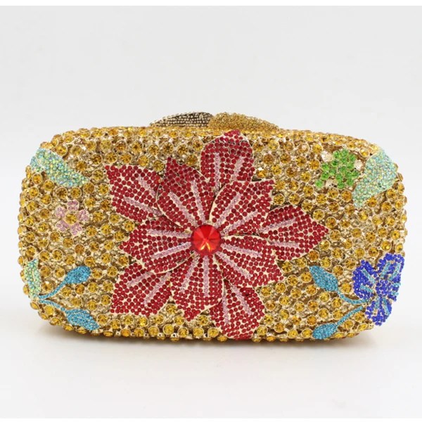 Вечерние дамские сумочки с цветами и золотой застежкой милые клатчи на свадьбу