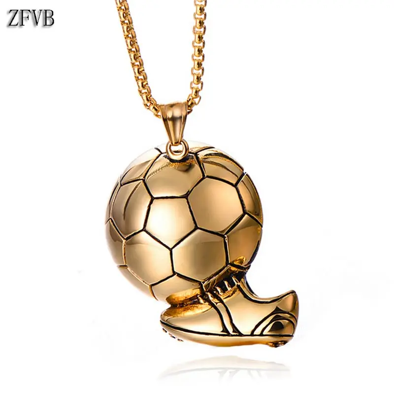 ZFVB футбольное ожерелье с обувью для мужчин из нержавеющей стали золотого цвета