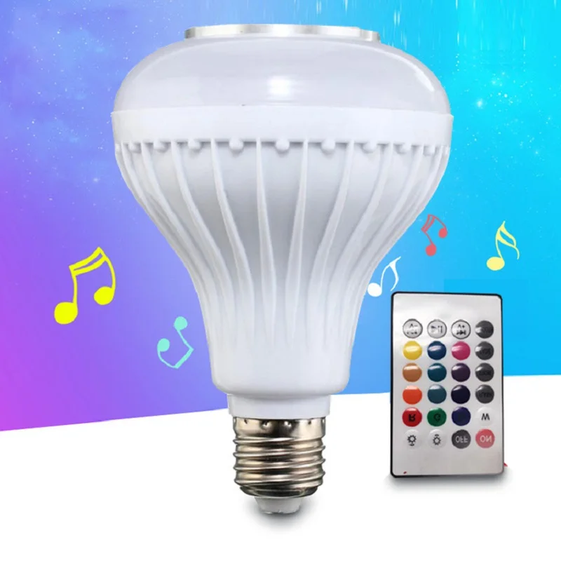 E27 bluetooth Музыка лампы led 12 Вт дистанционный пульт приглушить цвет rgbw накаливания