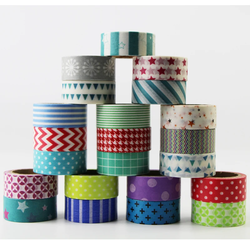 22 рулона геометрический дизайн набор декоративного скотча Васи украшение бумага