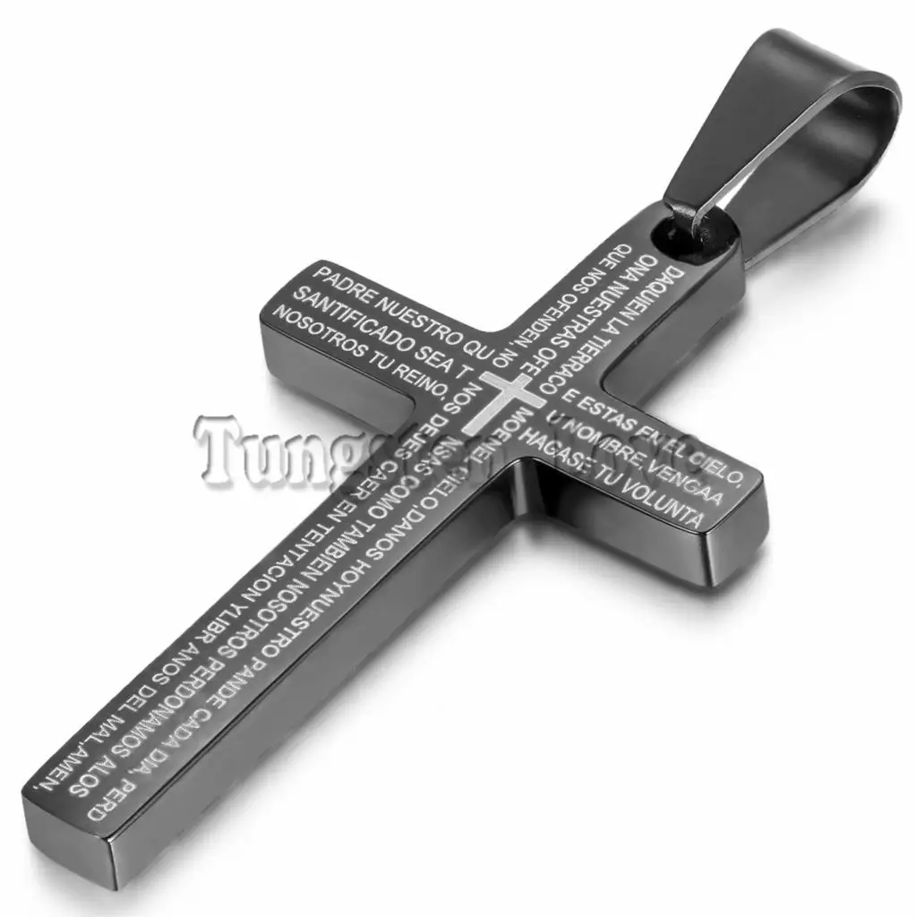 Нержавеющая подвеска-крест с цепочкой 55 см (черная голубая золотая серебряная) |