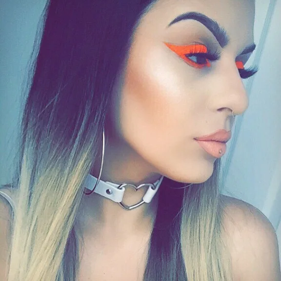 Популярные женские панк гот Харадзюку гранж кожа заклёпки сердце фанки крутящийся ошейник Готический чокер