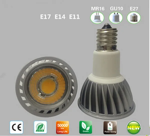 10pcs/lot Dimming 3w 5W 6w E17 E14 E11 E27 Gu5.3 Gu10 Mr16 led cob 12V 110v 220v spotlight lamp cup bulb | Лампы и освещение