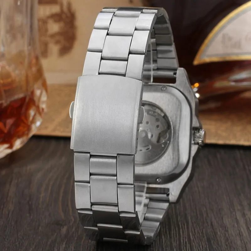 2016 новые мужские s Jaragar аналоговые квадратные часы из нержавеющей стали Relojes