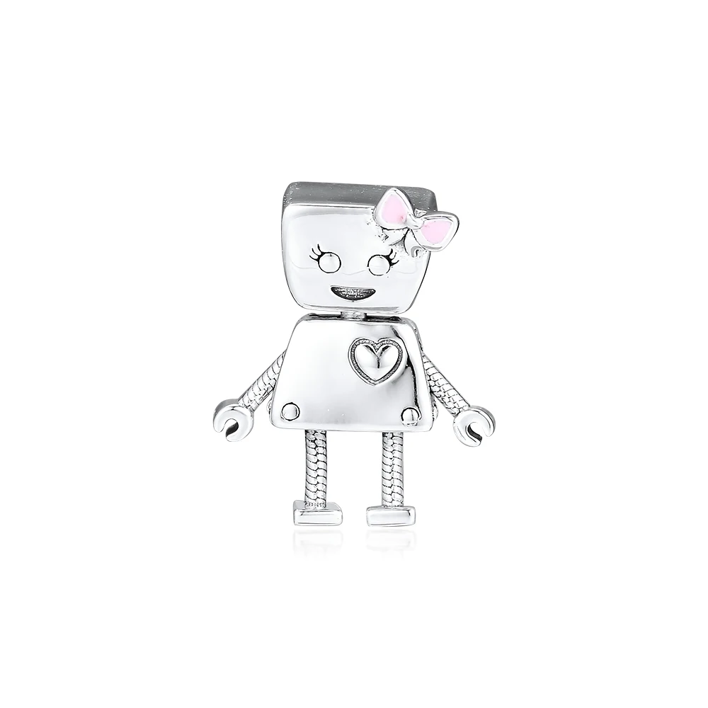 Подходит для Pandora очаровательные браслеты Bella Bot бусины с розовой эмалью 100% 925