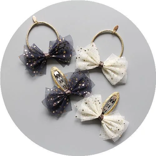 New Cute Kids Hair Clips Beautiful Flashing Stars Girls Accessories RopeTies Bow hairpin | Детская одежда и обувь