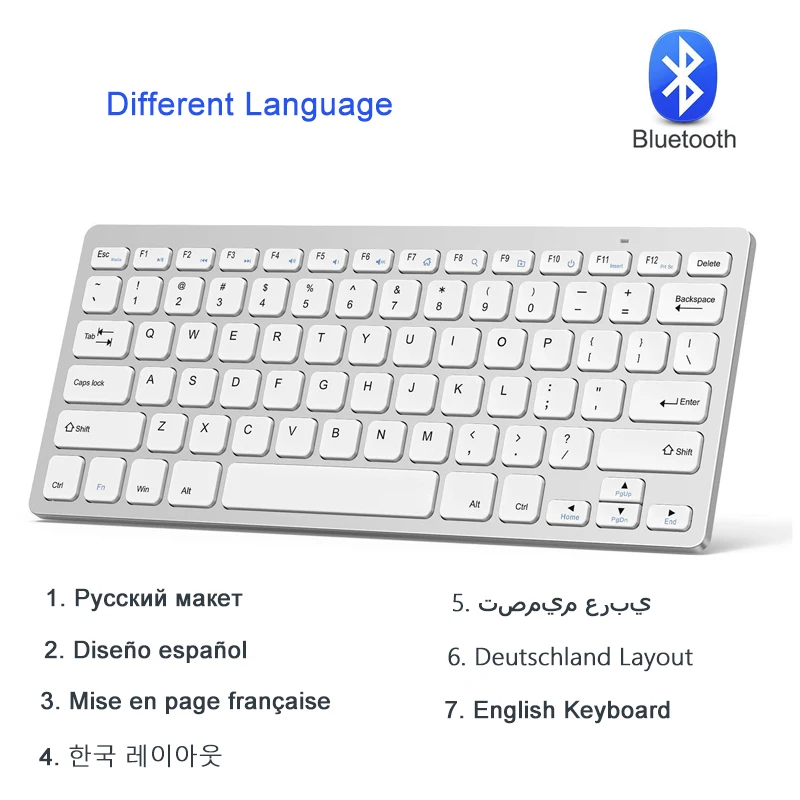 Landas русская клавиатура Bluetooth 3,0 испанская Корейская клавиатура арабский для IOS Andriod смартфон