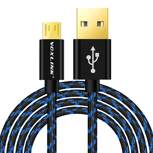Black 1pcs cable VOXLINK USB кабель 5V 2.4A Микро Нейлон Быстрая зарядка USB кабель для передачи данных для samsung Xiaomi LG планшет Android мобильный телефон зарядный шнур - Цвет: Black 1pcs cable