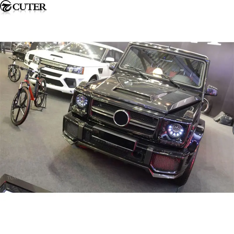 W463 G Class G500 G65 двухсторонние отверстия для капота двигателя из углеродного волокна