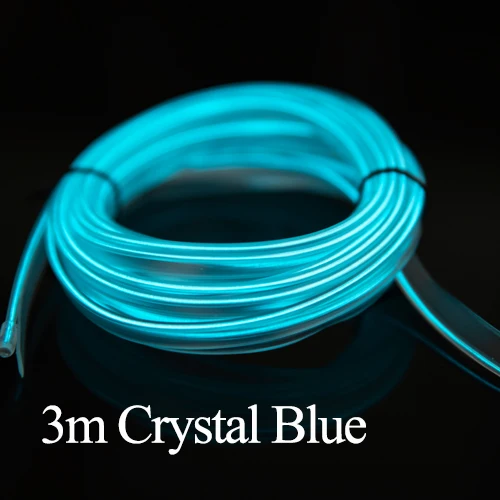 Crystal Blue Бегемот Автомобильная атмосферная лампа, декоративный светильник для интерьера, Светодиодная лента 12 В, 3 м, Гибкий EL Wire, 8 цветов, светильник для окружающей среды - Испускаемый цвет: Crystal Blue