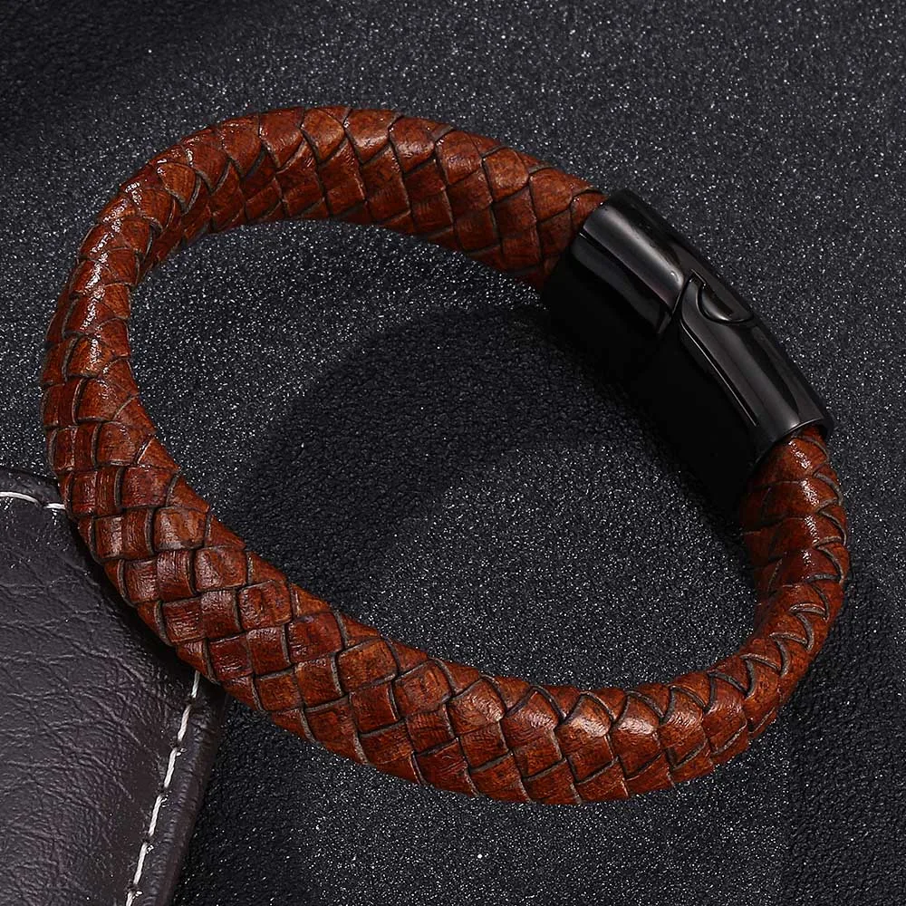 Стильные мужские ювелирные изделия винтажный браслет из плетеной кожи ручной