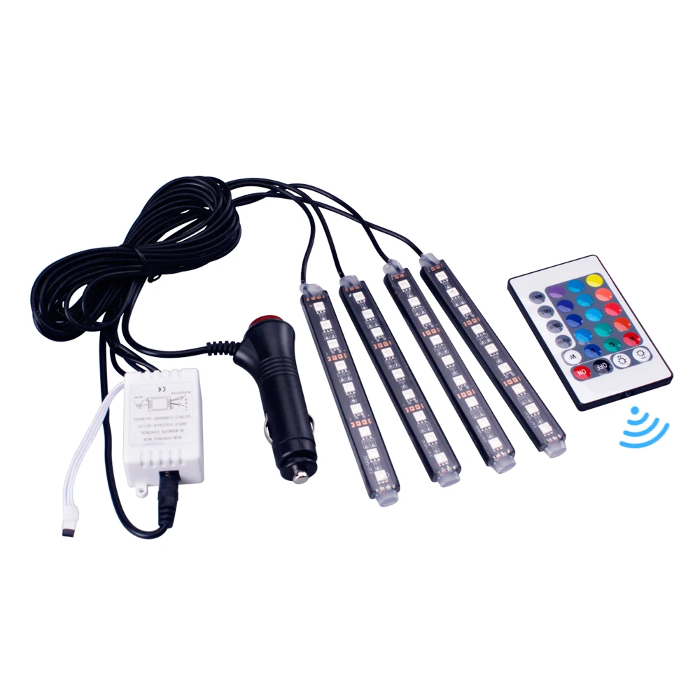 4 шт. 12 в автомобильный RGB светодиодный DRL полосы света 5050SMD автомобильное