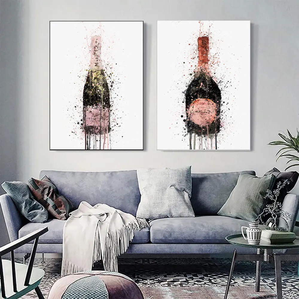

Abstract Vintage Wine Bottle Poster Prints Minimalist Wall Art Canvas Painting Picture Nordic Decoration Home Decor No Frame