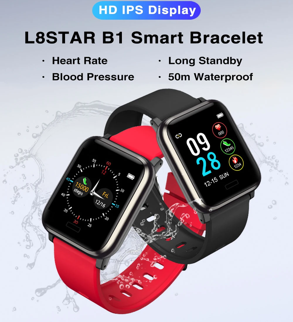 L8star B1 умный фитнес-браслет для здоровья, 60 дней в режиме ожидания, часы-трекер, мощный аккумулятор, пульсометр, кровяное давление, кислородный сон
