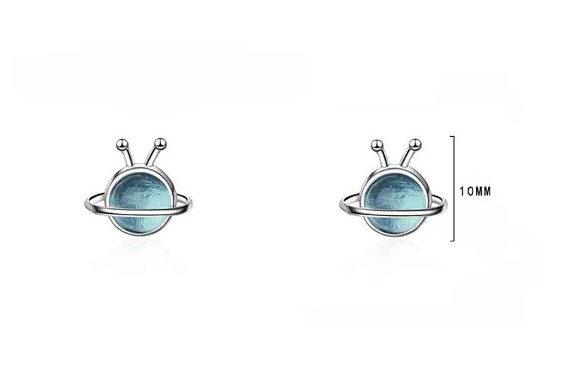 Trendy Design 925 Sterling Silver Cute Blue Planet Stud Earrings For Kids Children Girls Women Earring Creative Gift Jewelry | Украшения и