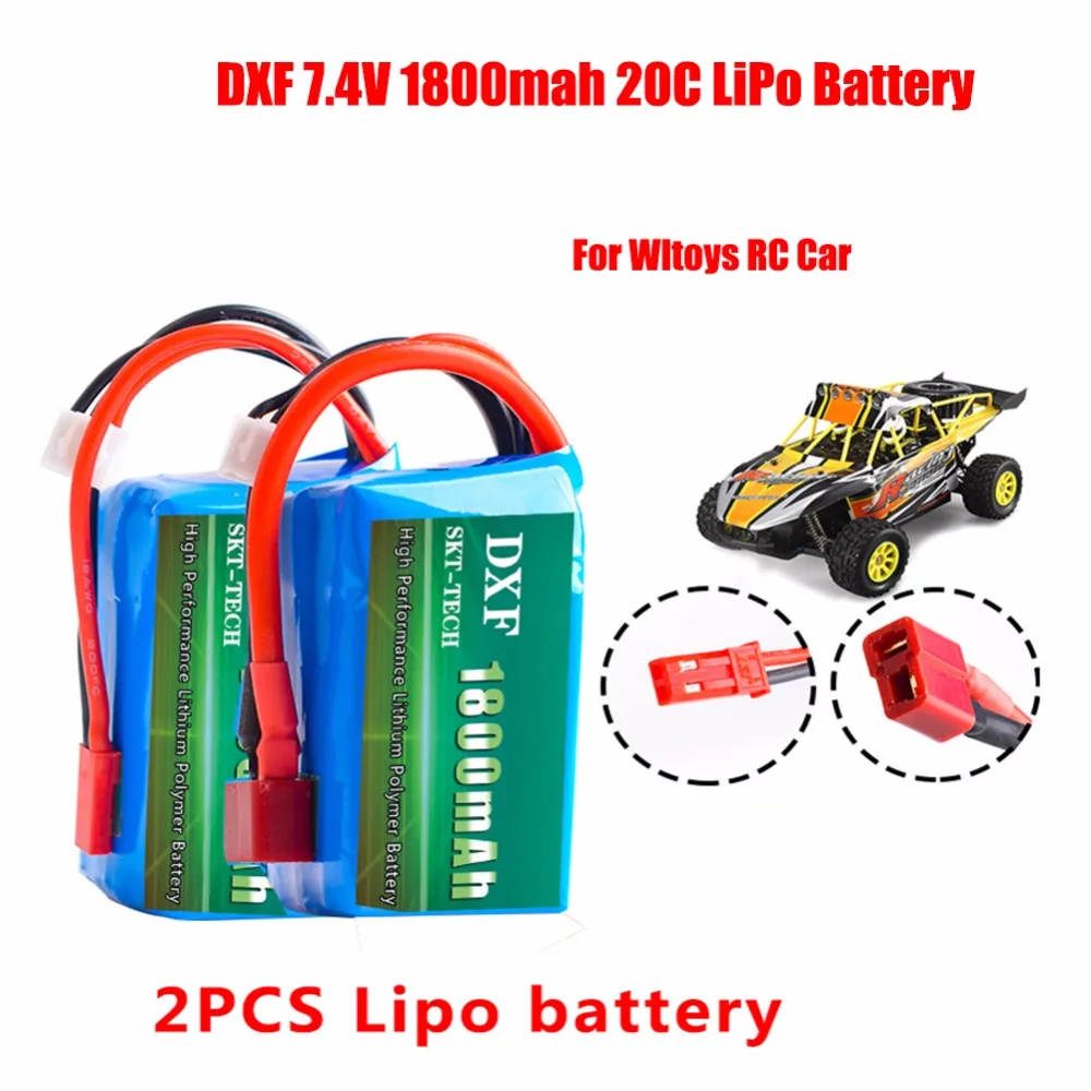 

2PCS DXF Power 7.4V/2S 1800mAh 20C LiPO battery Burst 40C RC model Lipolymer power for WL A959-b A969-b A979-b K929-B