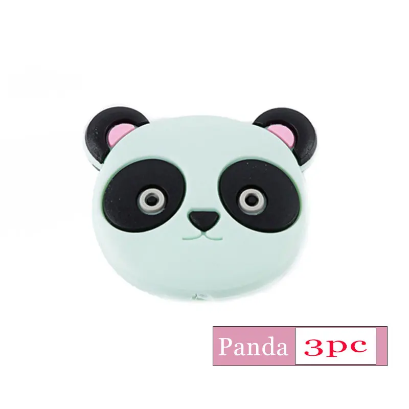 3pc Mint Panda 3 шт Силиконовые бусы для прорезывания зубов детские товары грызун животное панда детский Прорезыватель DIY для соски подвеска на цепочке-ожерелье жевательная - Цвет: 3pc Mint Panda