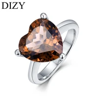 dizy 925 sterling silver heart shape 6ct smoky quartz ring gemstone ring for women gift wedding ring fine engagement jewelry