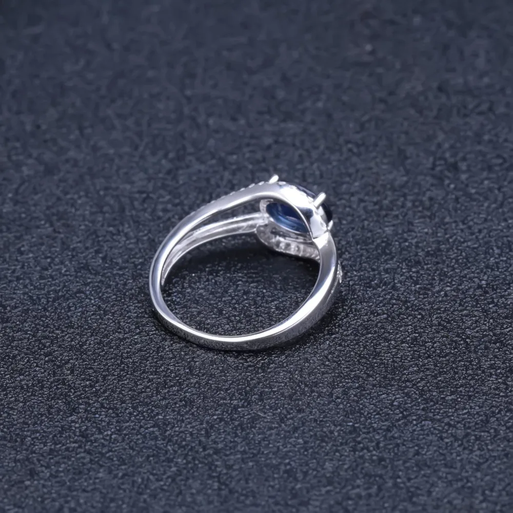 GEM'S BALLET 1.66Ct Овальный Натуральный Синий Сапфировое Кольцо из драгоценных камней 925 пробы серебряные классические кольца для женщин Свадебные ювелирные изделия