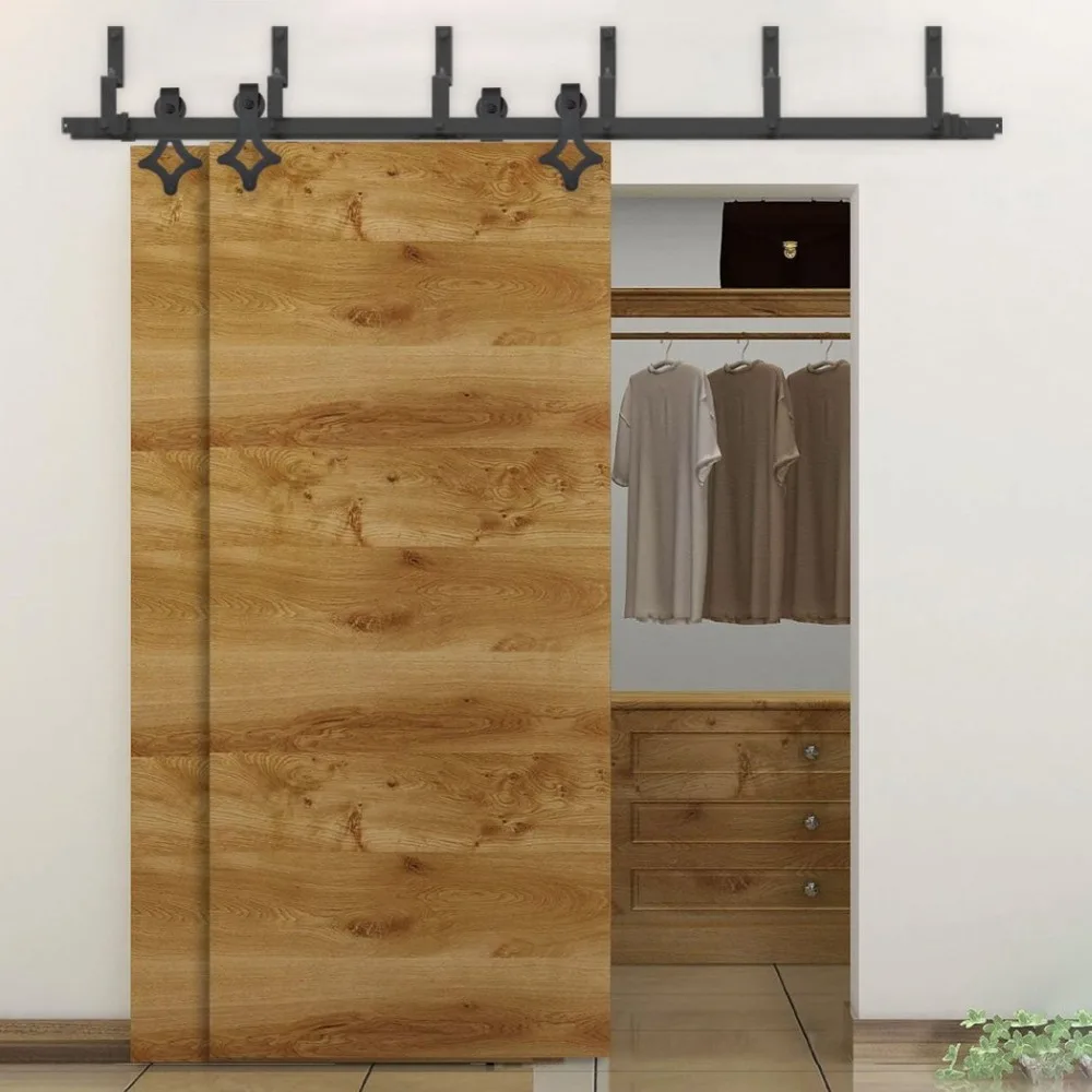 10FT 16FT (3050 мм 4880 мм) двойной Heavy duty modern Подкова дизайн деревянные раздвижные двери