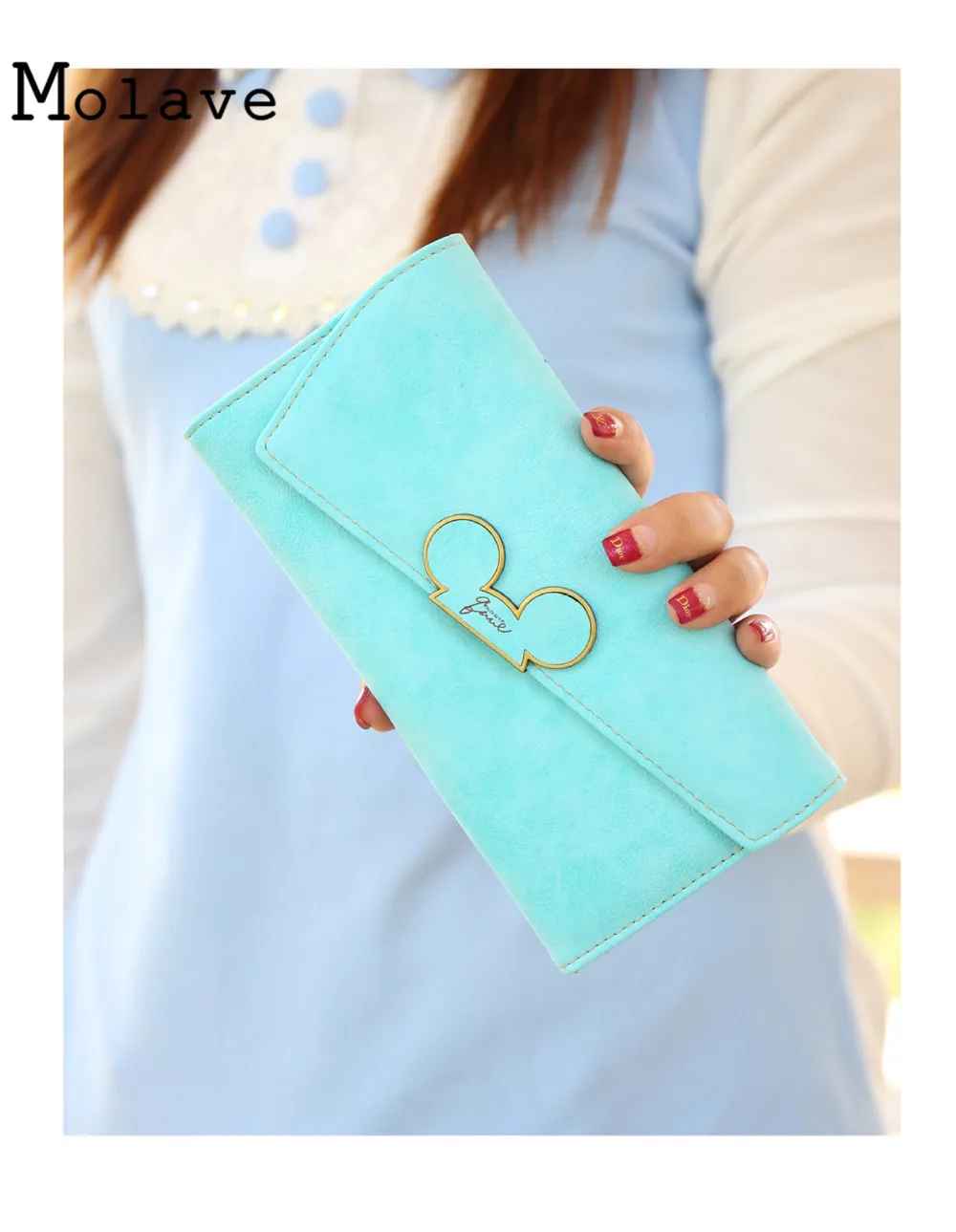 MOLAVE Новая мода дизайнер Farbe скрабы Lange Frauen портфели Damen Mickey Geldborse geldborsen Холтер дам Tasche Sep14