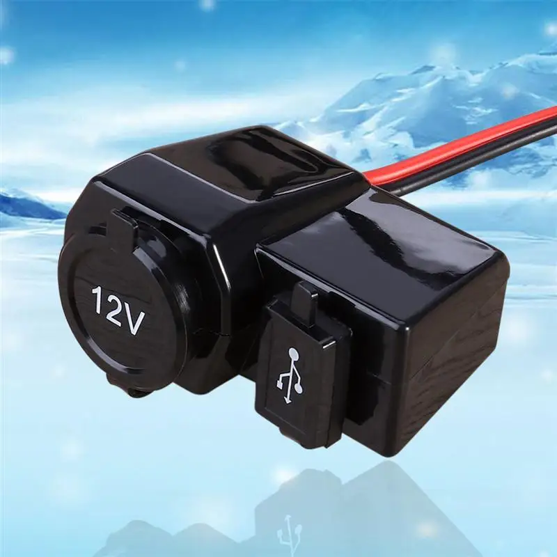 Водонепроницаемая 12V мотоциклетная зажигалка с креплением на руль & 2.1A USB розетка
