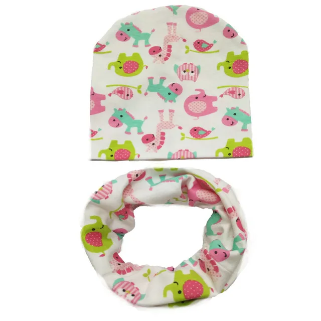 pink elephant Хлопковый Детский шарф с рисунком звезды, сердца, якоря, мороженого, шапочки Детские шапки с воротником для мальчиков и девочек Детские колпачки костюмы - Цвет: pink elephant