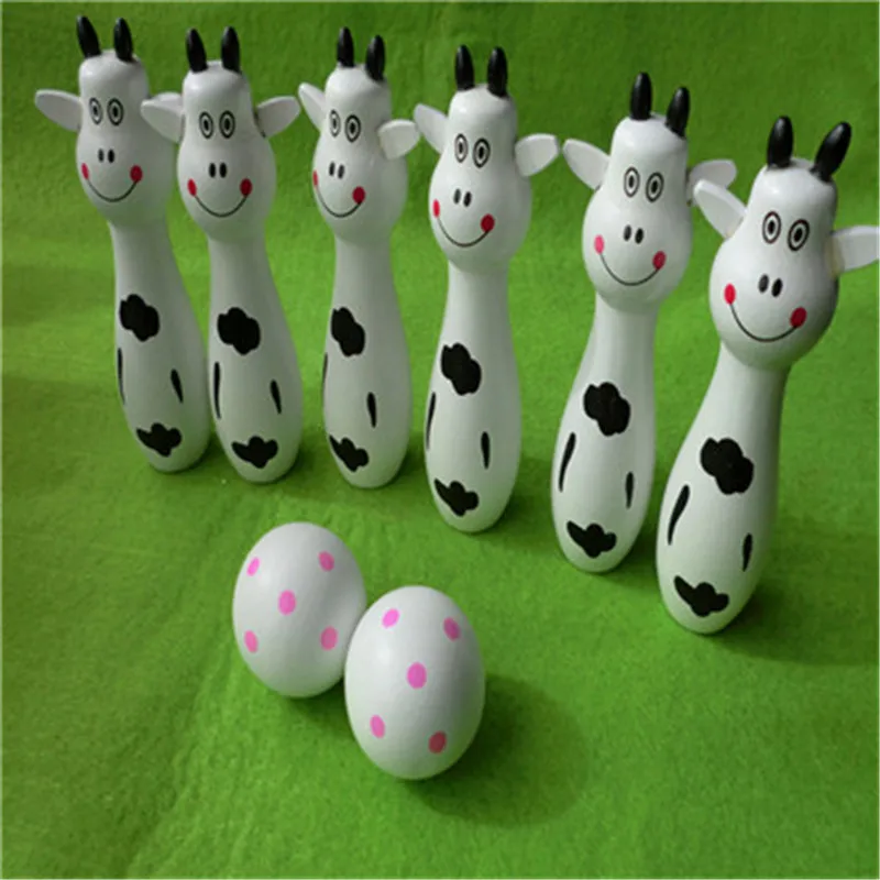 Деревянный мультяшный детский деревянный шар для боулинга спортивная серия