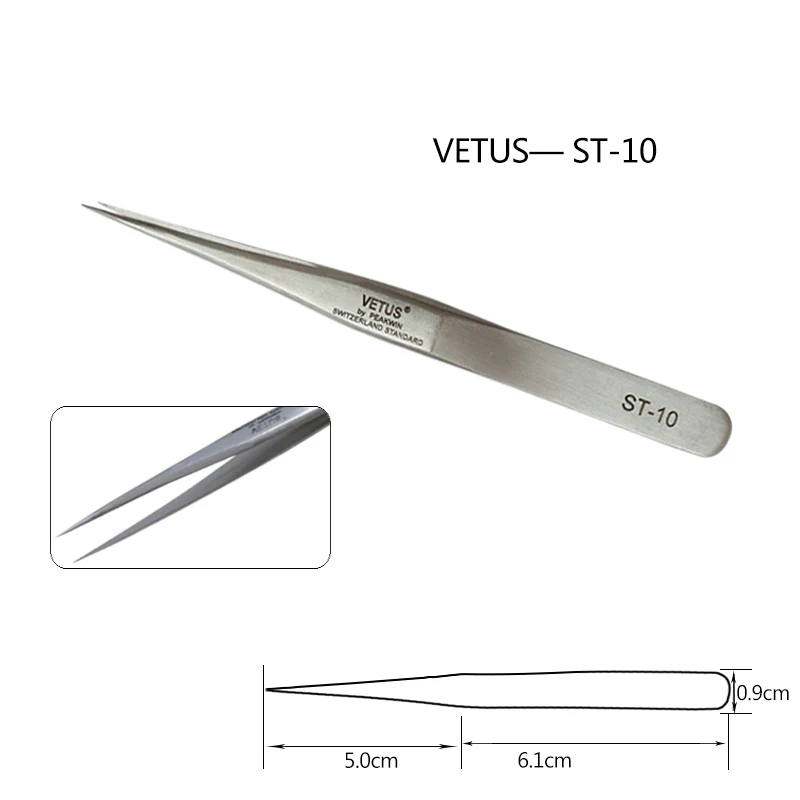 2 шт. ST-11/15 Пинцет VETUS оригинальные щипчики для ресниц для наращивания Анти-статический Нержавеющая сталь ST-10/11/12/13/14/15/16/17 Twe