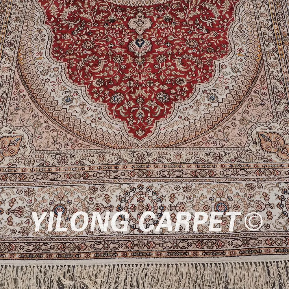 YILONG 5 'x 8' восточные китайские шелковые ковры ручной работы красные узелковые