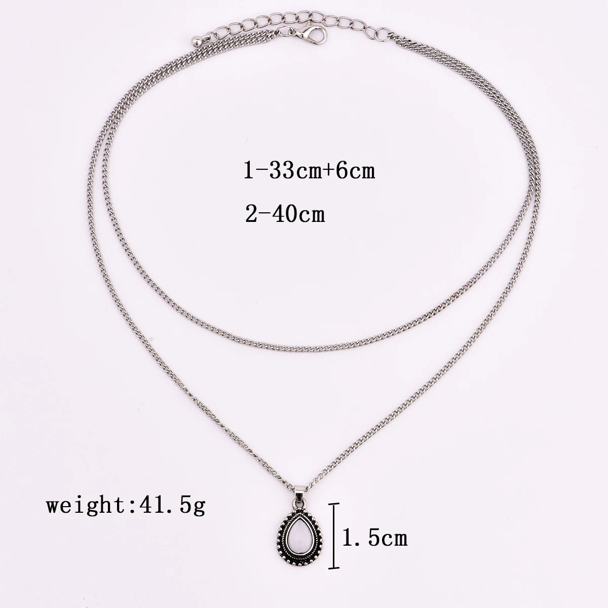 New vintage silver color drop stone pendant necklace women girl jewelry gifts N0045 | Украшения и аксессуары