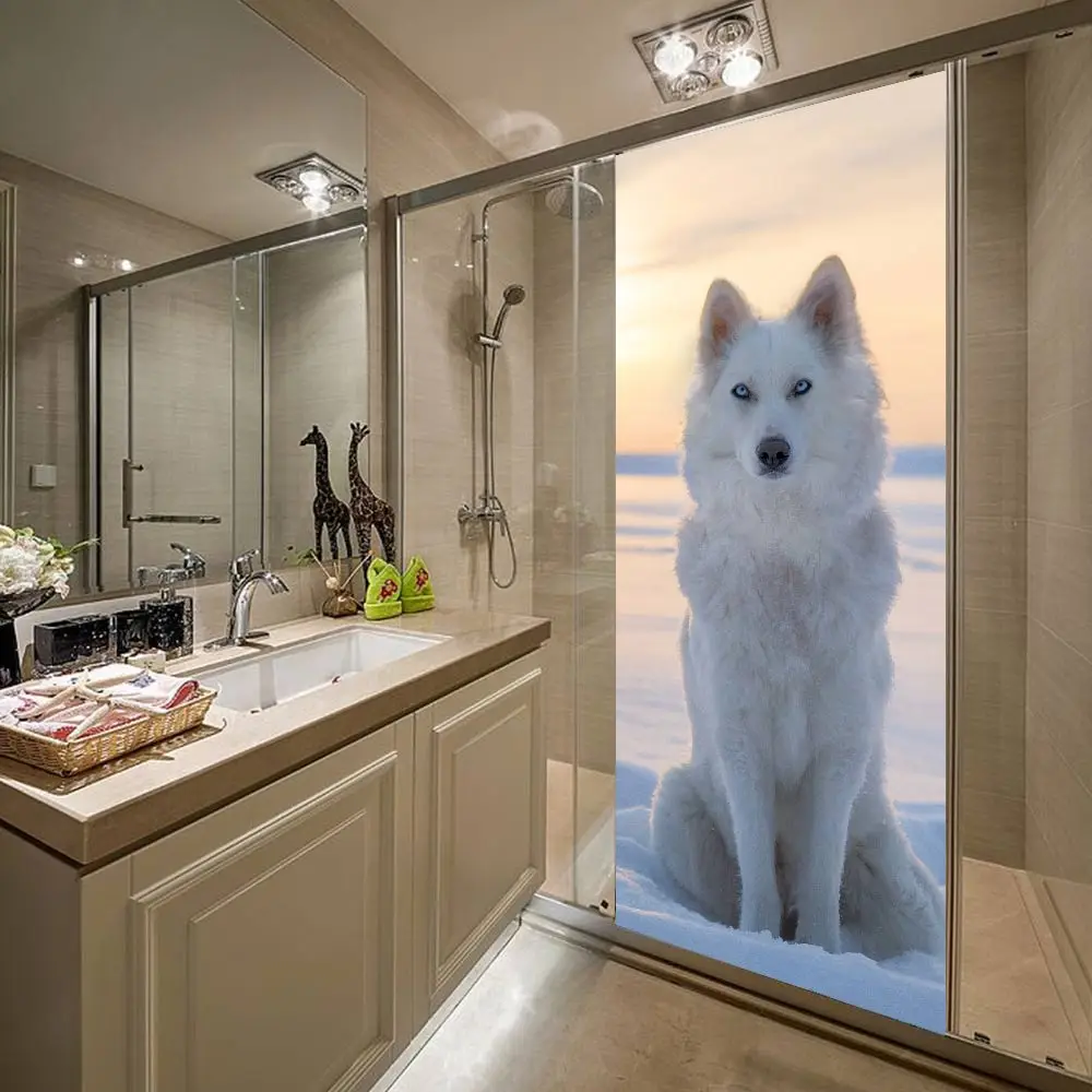3D наклейки на дверь, узор для стены комнаты, украшение для дома, художественный декор для двери лисы, креативная наклейка для дома, 77x200 см, наклейка на дверь