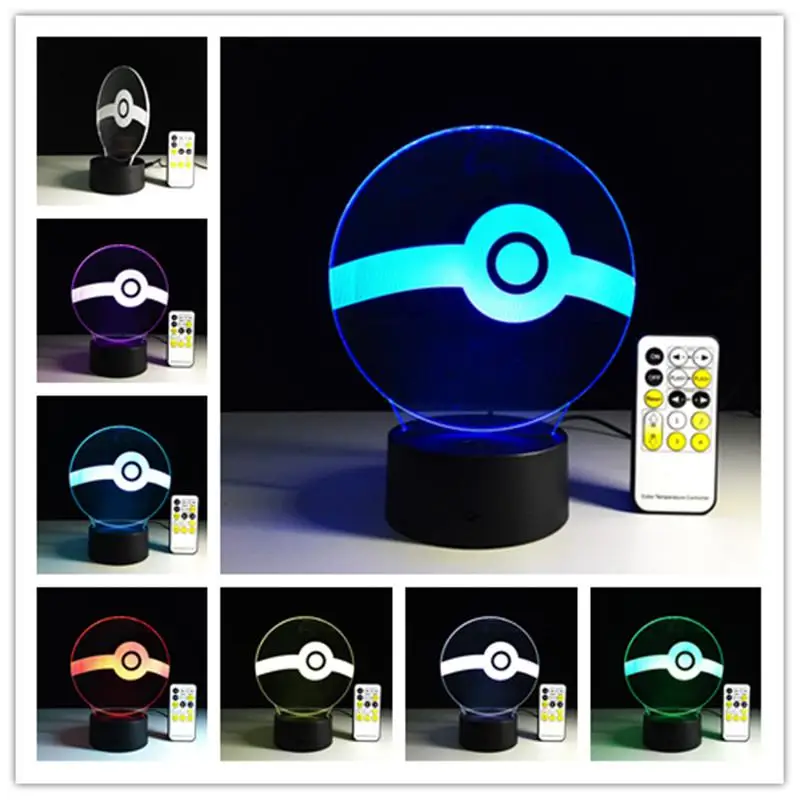 Pokemon 3D лампа Рождественские подарки для детей светодиодный светильник Красочный ночник со вспышкой для детской спальни - Испускаемый цвет: q