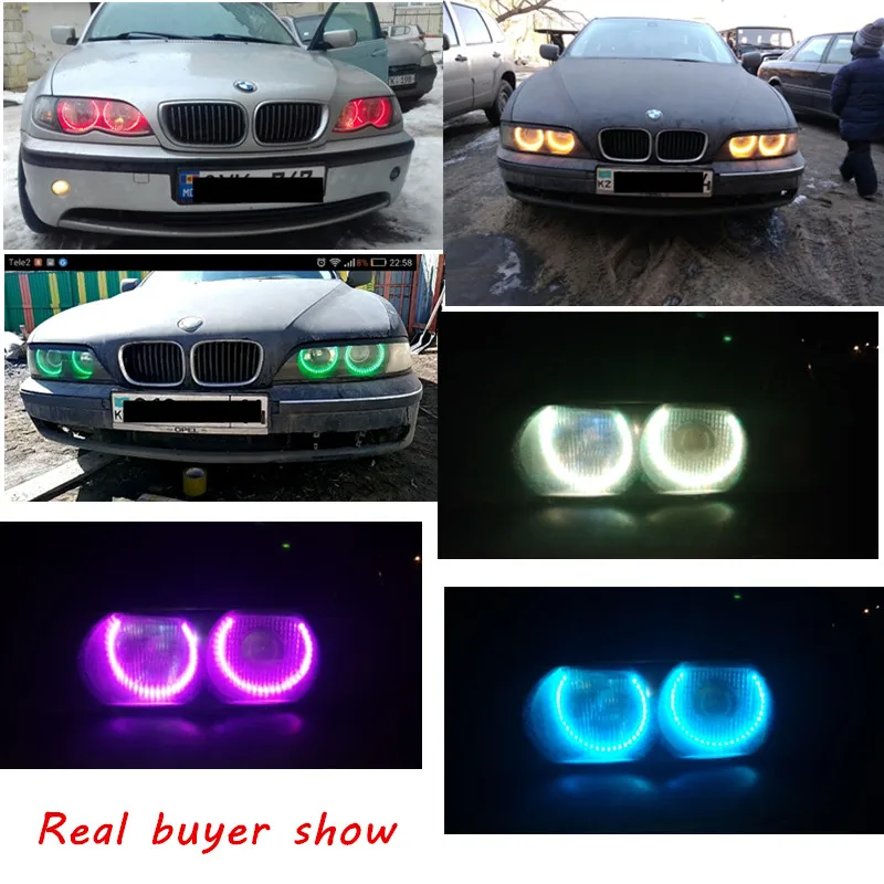 4X131 мм 5050SMD мульти Цвет RGB светодиодный Ангельские глазки 1992 2006 для BMW E36 E46 E39 E38 3 5 7
